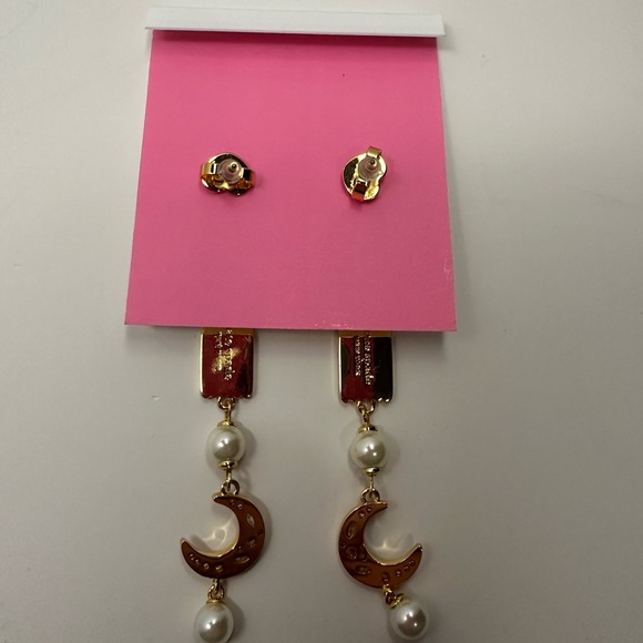 Kate Spade NWT Gold and Pearl Carnival Charm Linear Drop Earrings - Picture 7 of 11